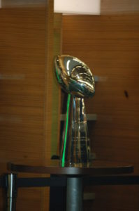 New York Jets Super Bowl Trophy on display at MetLife Stadium