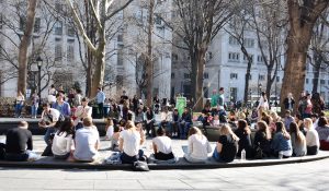 Real New Yorkers enjoying warm February weather in Manhattan
