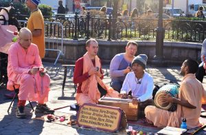 Hare Krishna musicians in a New York City park