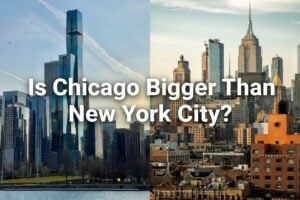Chicago and New York City skylines shown side by side