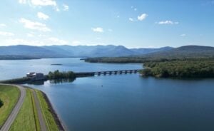 Ashokan Reservoir in the Catskill Mountains, part of New York City's water supply system