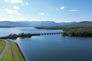 Ashokan Reservoir in the Catskill Mountains, part of New York City's water supply system