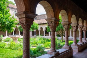 Cuxa Cloister at The Met Cloisters with medieval arches and garden courtyard