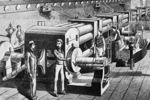 Thomas Edison’s Pearl Street power station in Lower Manhattan circa 1885