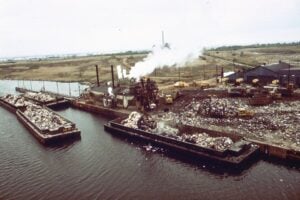 Garbage barges at Fresh Kills Landfill on Staten Island