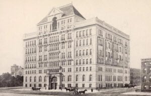 1899 rendering of the building that later became Manhattan General Hospital in New York City