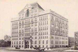 1899 rendering of the building that later became Manhattan General Hospital in New York City