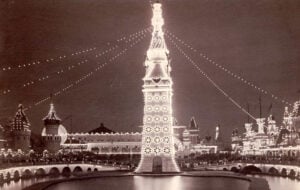 Original Luna Park illuminated at night in Coney Island in 1903