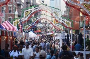 Crowds at the San Gennaro Festival in Little Italy, New York City