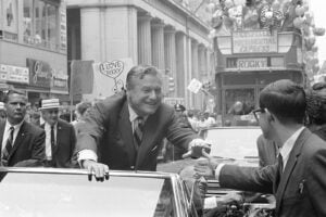 Nelson Rockefeller campaigning for president during the 1968 election
