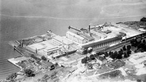 Aerial view of Sing Sing Prison in Ossining, New York, in 1920
