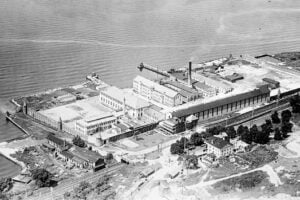 Aerial view of Sing Sing Prison in Ossining, New York, in 1920