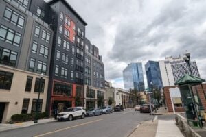 Centre Avenue streetscape in downtown New Rochelle, New York