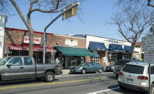 Downtown Sayville along Montauk Highway in the Town of Islip, New York