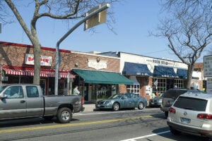 Downtown Sayville along Montauk Highway in the Town of Islip, New York