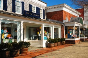 Ralph Lauren storefront on Main Street in East Hampton, New York
